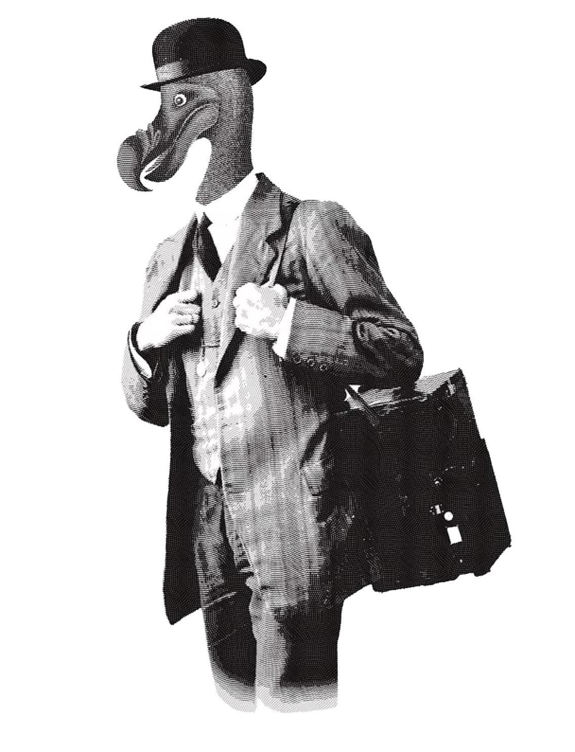 Dodo con bombín y portafolios