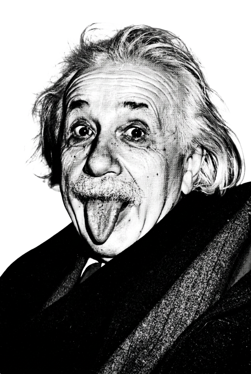 Albert Einstein sacando la lengua, recorte sin fondo